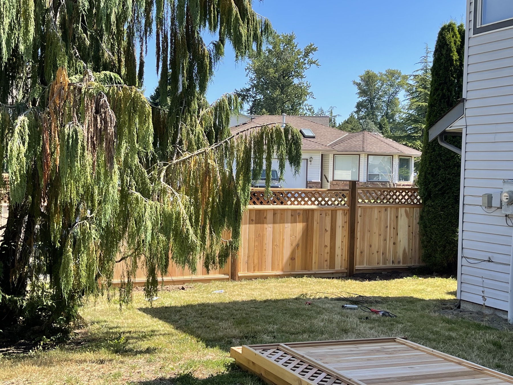 A cedar fence and garden