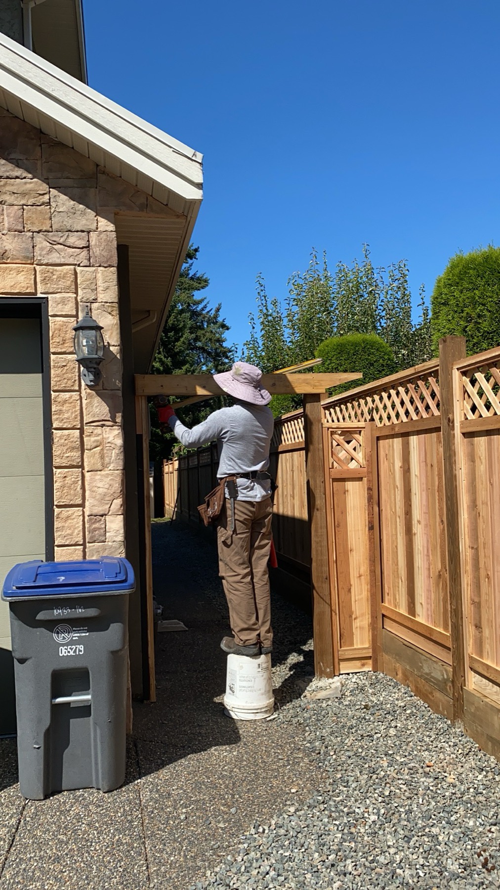 A cedar gate and post